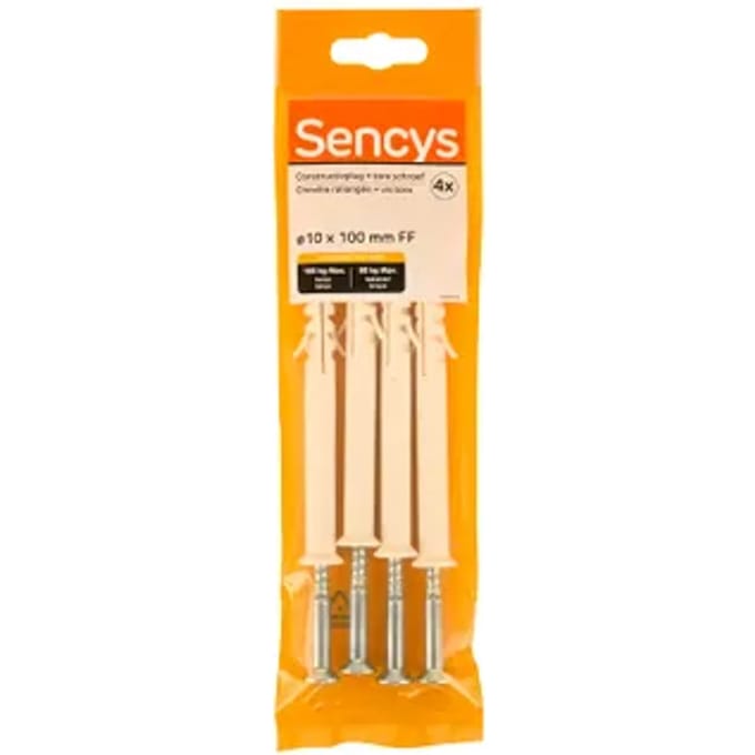 Sencys Plug Voor Kozijn Nylon - Diam. 10x100mm - 4 Stuks