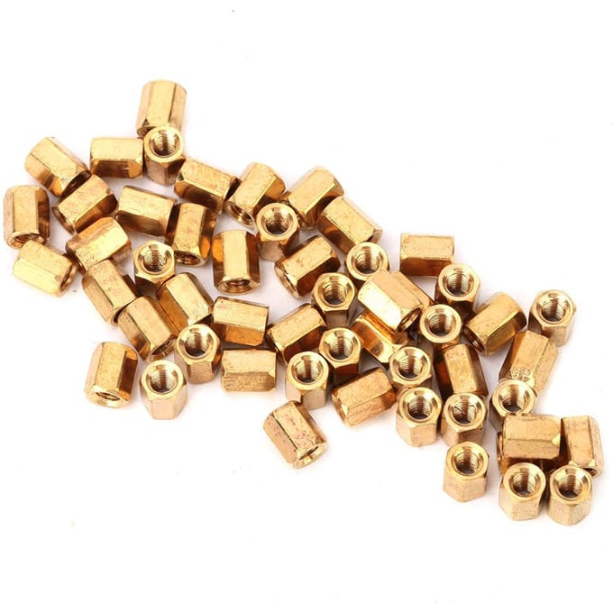 50 stuks messing M3*6mm holle dubbele pas printplaat afstandshouder zeskant spacer