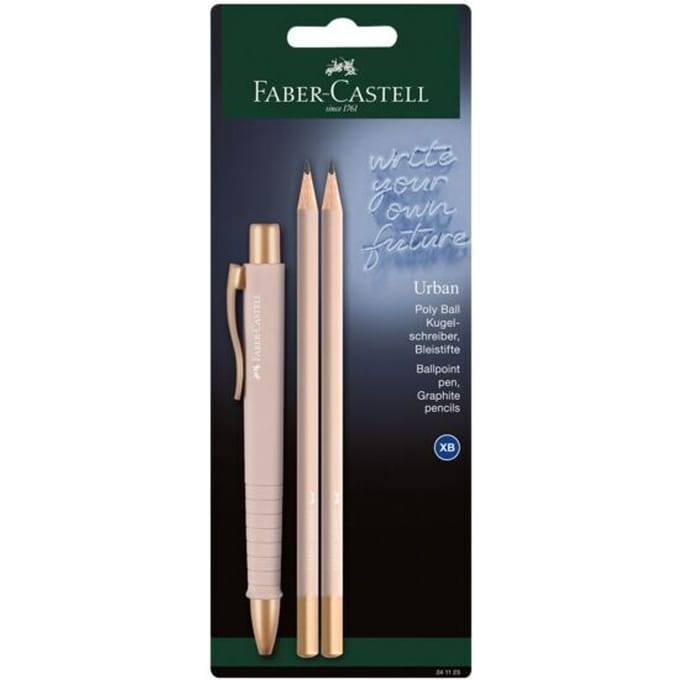 Faber-Castell schrijfset POLY BALL URBAN, roze, 1 balpen + 2 potloden