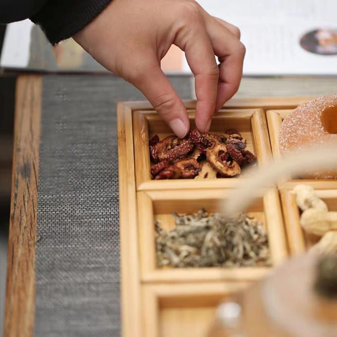 Combinatie Bamboe Gedroogd Fruit Schaal Snackbord Houder voor Thuis Thee Ceremonie brown