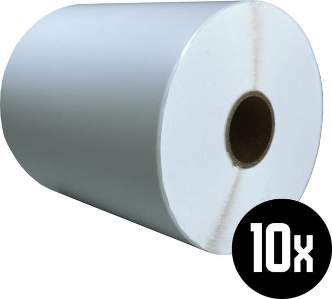 DULA Compatible Zebra Labels 103x199mm - 250 etiketten per rol - kern 25mm - Wit - Permanent - 10 rollen