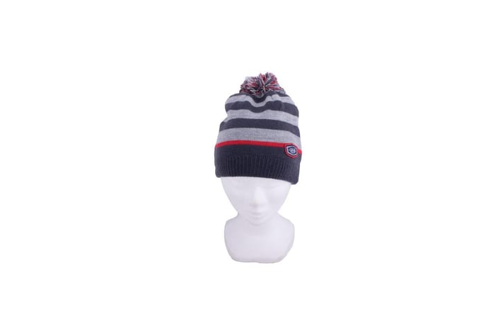 Kinder Sjaal, Gestreept Blauw, Grijs, Rood, 140 x 16 cm.