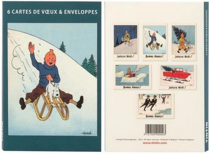 Kerstkaarten Kuifje 6 stuks met envelop