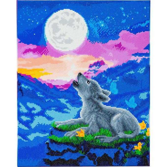 Diamond Painting "Crystal Art Kit", 40 x 50 cm - Howling Wolf