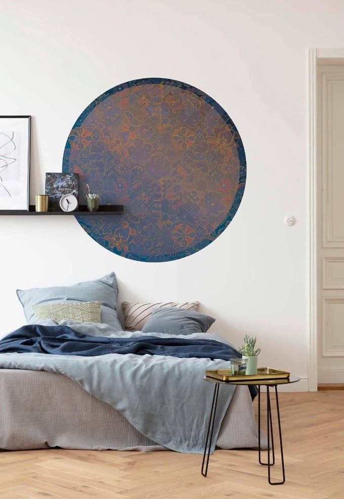 Fotobehang - Ornament 125x125cm - Rond - Vliesbehang - Zelfklevend