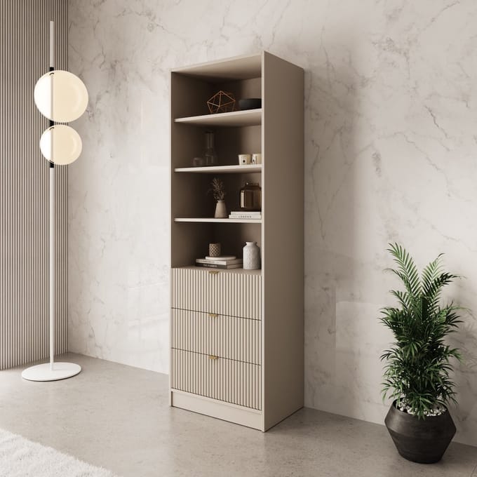 Meubella - Tavares - Boekenkast - Beige - 60x40x180 cm