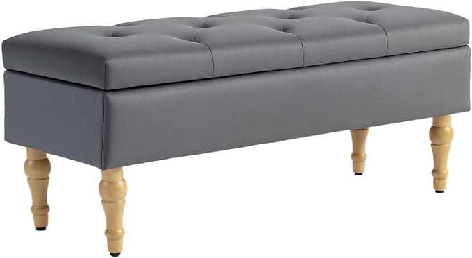 HOMCOM-Opbergpoef-Polyester-102x38x41cm-Donkergrijs