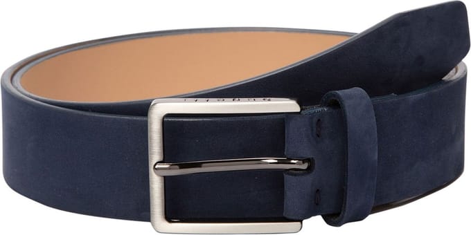 bugatti Riem Men´s Leather Belt W80 Dark Blue Donkerblauw