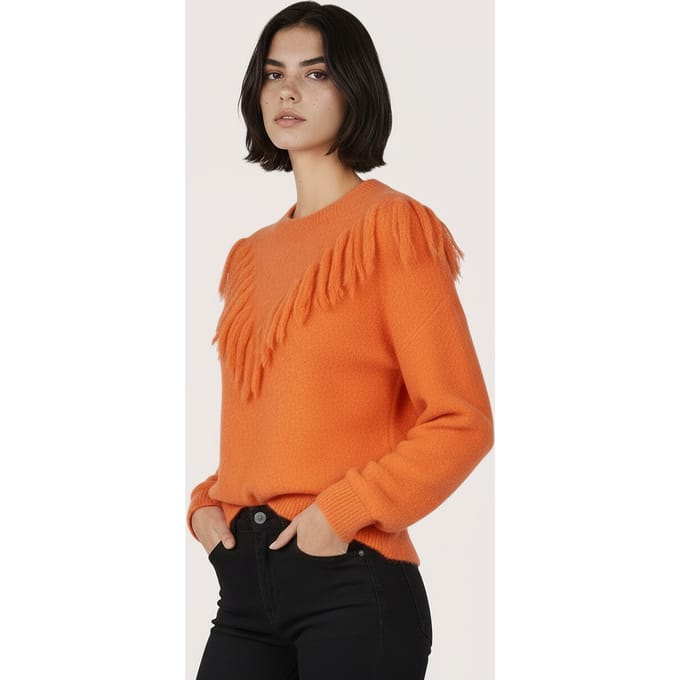EsQualo Sweater Fringes Soft Orange Taglia: M | Maglioni a maglia Outlet | Donna | Arancione