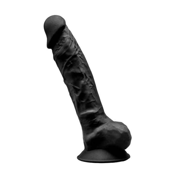 SILEXD - Realistische Dildo met Testikels - 23 x 4,4 cm - Zwart