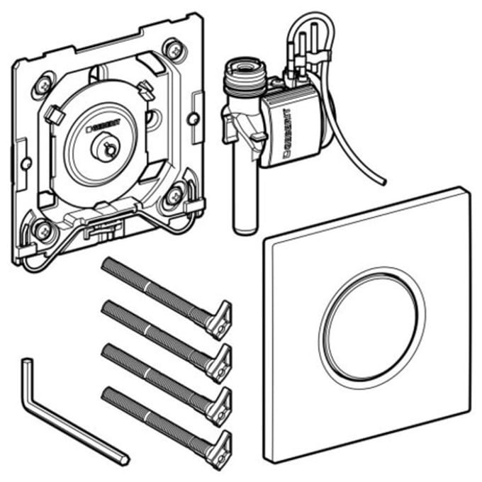 Geberit Type01 urinioir bedieningsplaat - pneumatisch - ronde knop - glans chroom