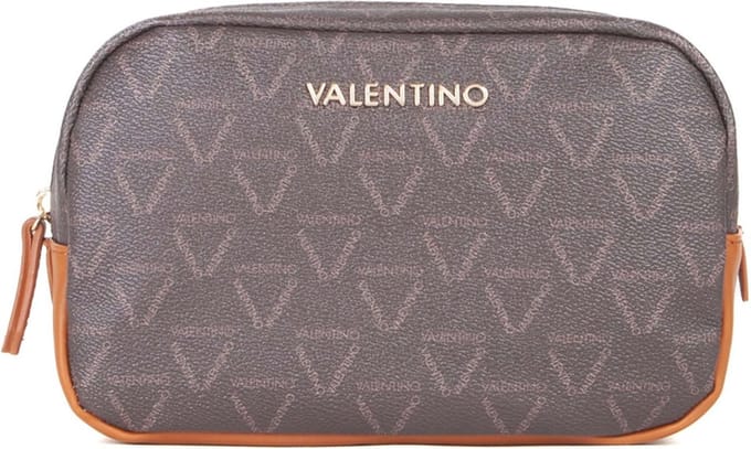 VALENTINO Toilettas Lady Re Soft Cosmetic Case Moro / Cuoio Donkerbruin