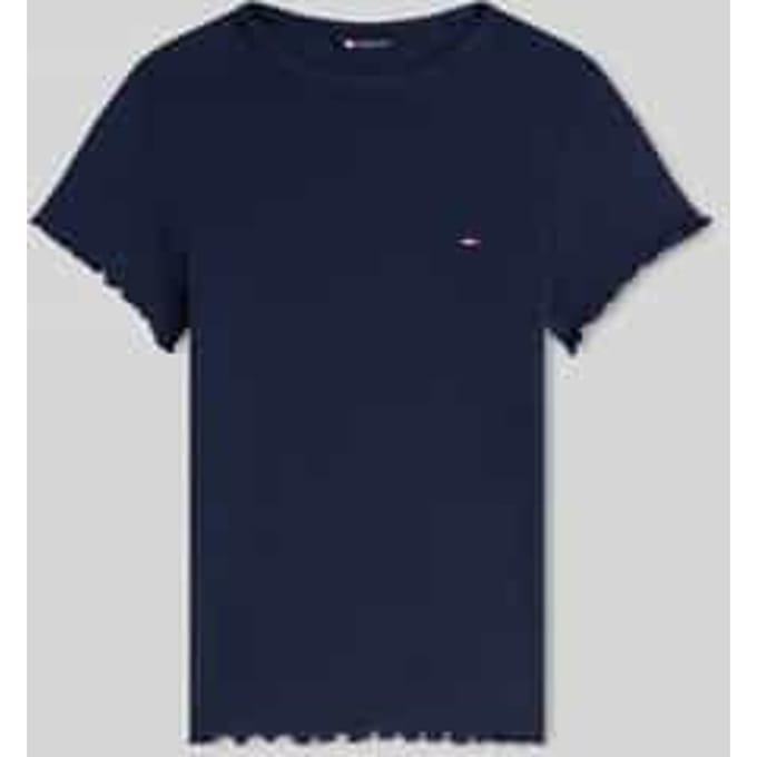slim fit T-shirt van katoenmix