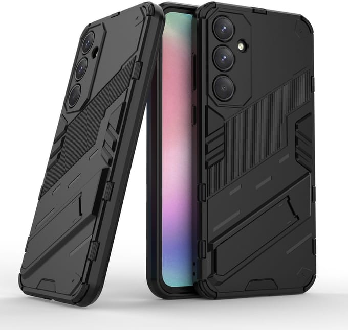 Solidenz StandGuard Xtreme geschikt voor Samsung Galaxy S23 FE hoesje - Zwart