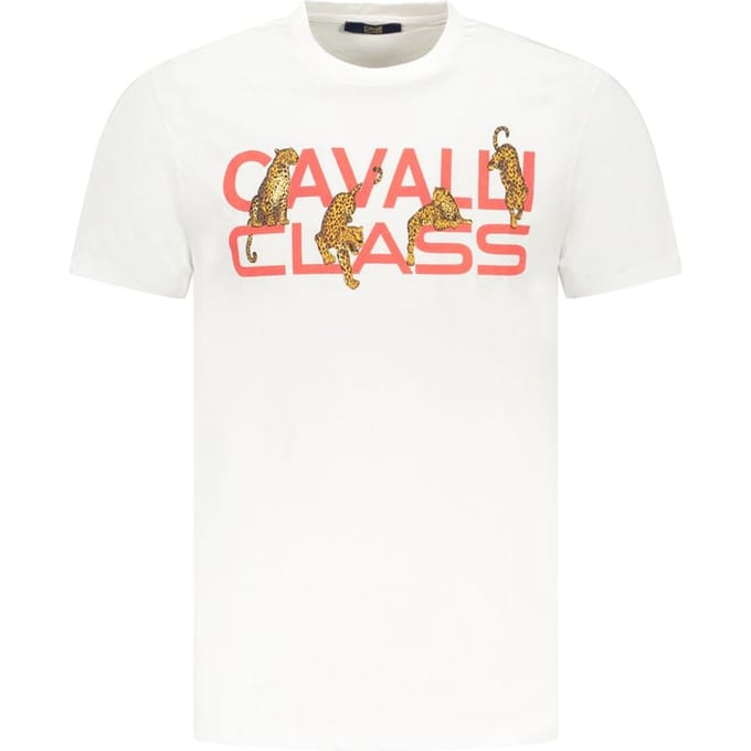 Cavalli Class Bianco Katoenen Heren T-Shirt