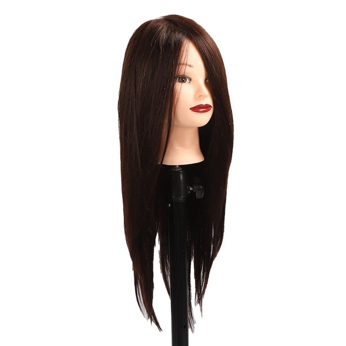 Kapsel Mannequin Hoofd Mannequin Training Oefenpop Gemengd Echt Haar Kappershoofd met Klem black