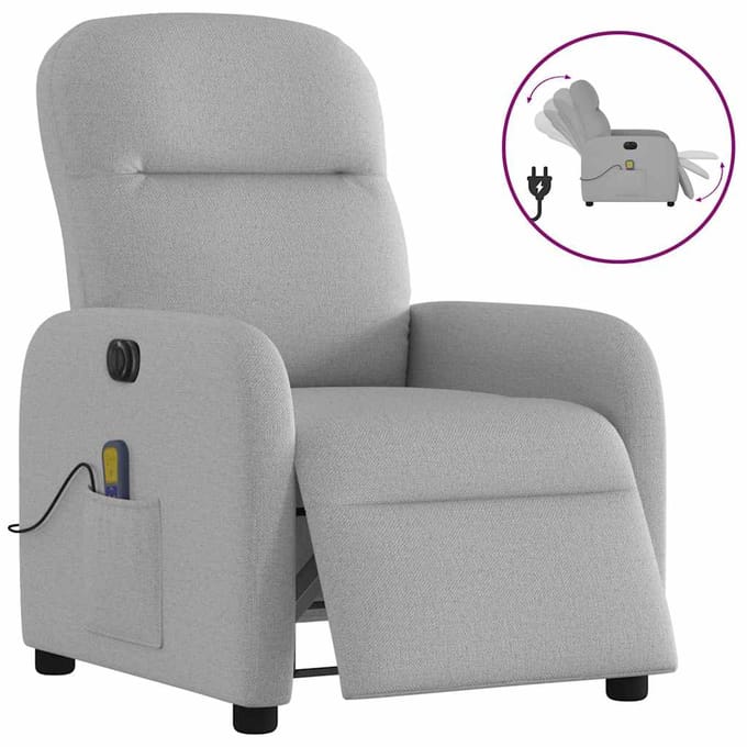vidaXL - Massagestoel - elektrisch - verstelbaar - stof - wolk - grijs