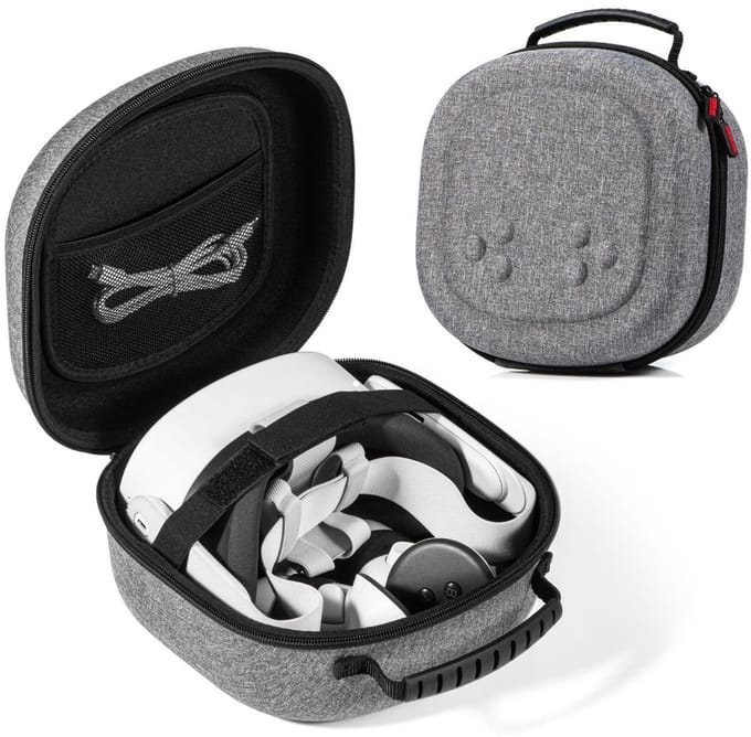Meta Quest 3 Draagtas - VR-headset Compatibel met Meta Quest 3S/3/2 & Vision Pro - Grijs