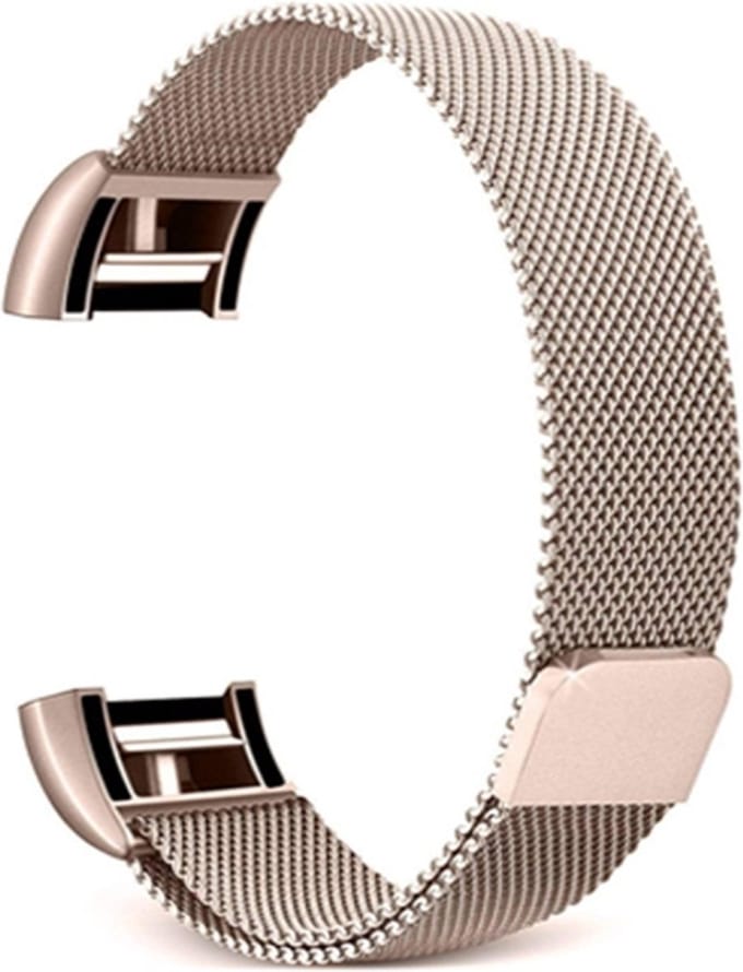 Milanees bandje - geschikt voor Fitbit Charge 2 - maat M/L - champagne