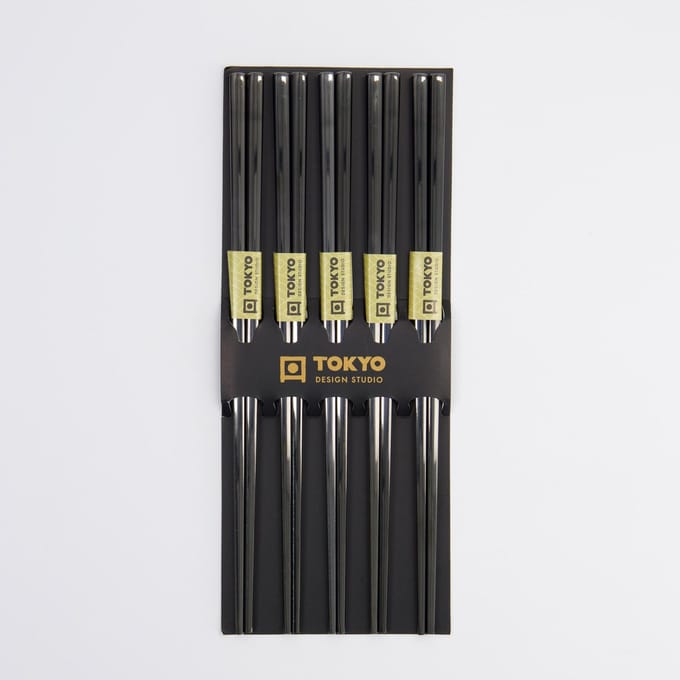 Tokyo Design Studio – Chopsticks – Eetstokjes Set – RVS – Zwart – 5 paar