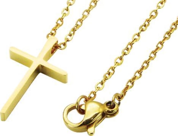 Amanto Ketting Dantes G - 316L Staal PVD - Kruis - 19x12mm - 49cm