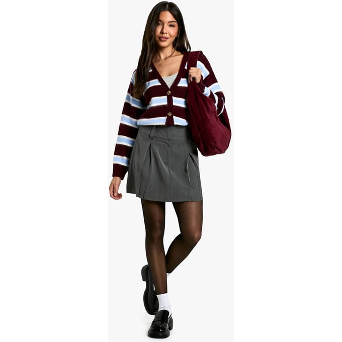 boohoo Dames Eenvoudige geplooide minirok | Grey | Maat: Medium