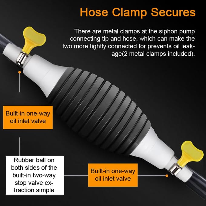 Pompe à siphon pour essence, eau, pompes à carburant manuelles, pompe de transfert de carburant manuelle portable avec tuyau de 1,5 m multicolore