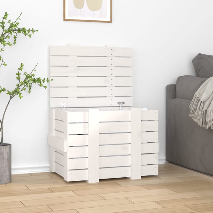vidaXL - Opbergbox - 58x40,5x42 - cm - massief - grenenhout - wit
