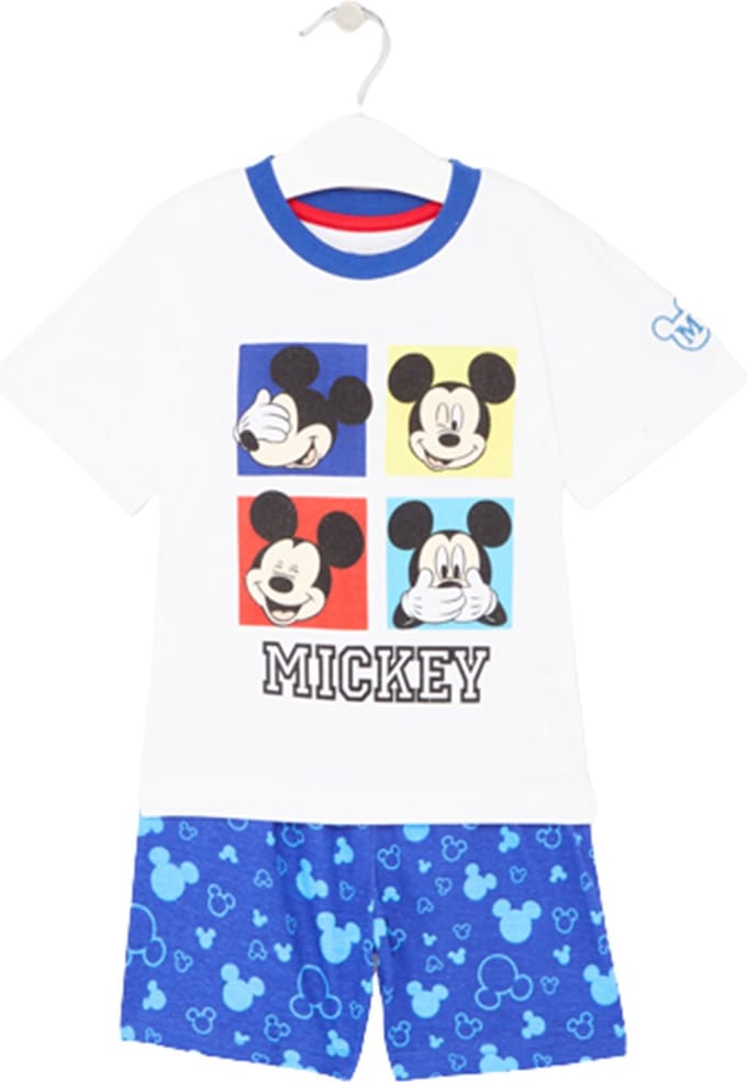 Mickey Mouse shortama - Maat 110 - wit met blauw - Disney pyjama - katoen