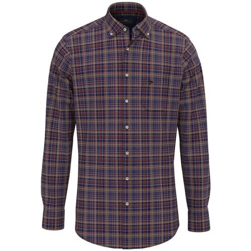 Fynch-Hatton Overhemd Dark Check Button Down Roest / male
