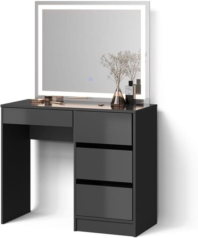 Make-uptafel Set met Kruk en LED Spiegel
