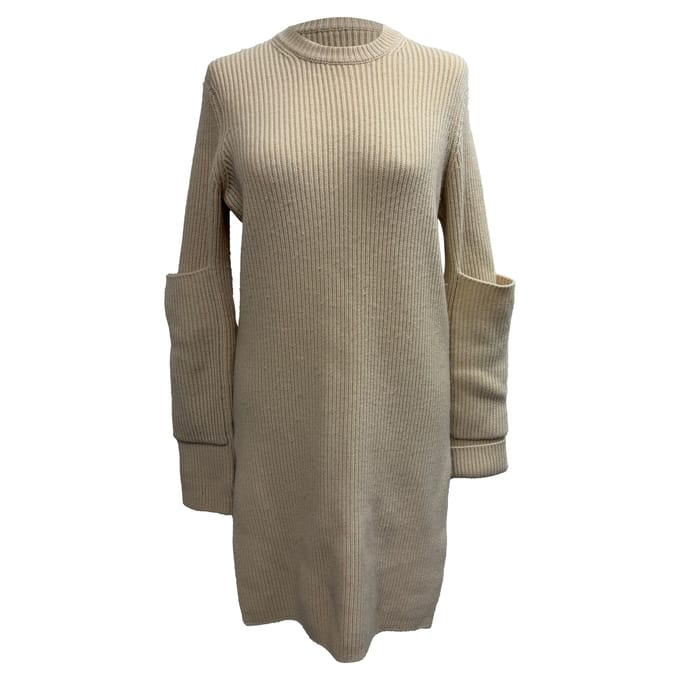 Joseph Geribbelde Trui Jurk in Beige Kasjmier