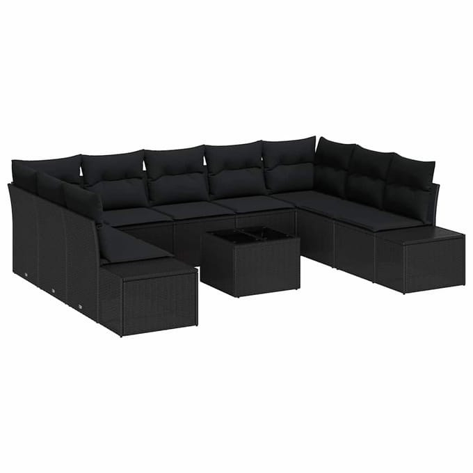 vidaXL Tuin Sofa Set 10 st Zwart poly rattan