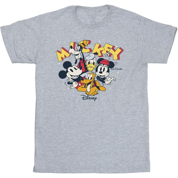 Disney Heren Mickey Mouse Groep T-Shirt (Sportgrijs)