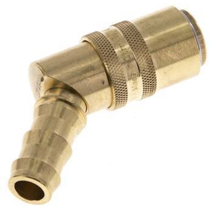 Messing DN 9 Tempereerkoppeling Snelkoppeling 12.7 mm Slangpilaar Dubbele afsluiting 45-deg