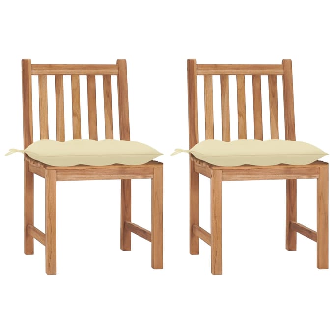 vidaXL - Tuinstoelen - 2 - st - met - kussens - massief - teakhout