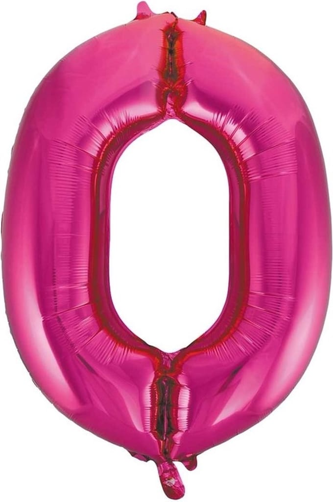 Cijfer nul 0 folie ballon roze van 86 cm