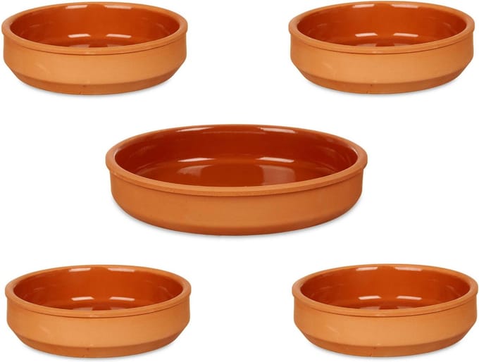 La Dehesa - 5x Tapas/creme brulee schaaltjes - terra/bruin - 4x 16 cm/1x 23 cm