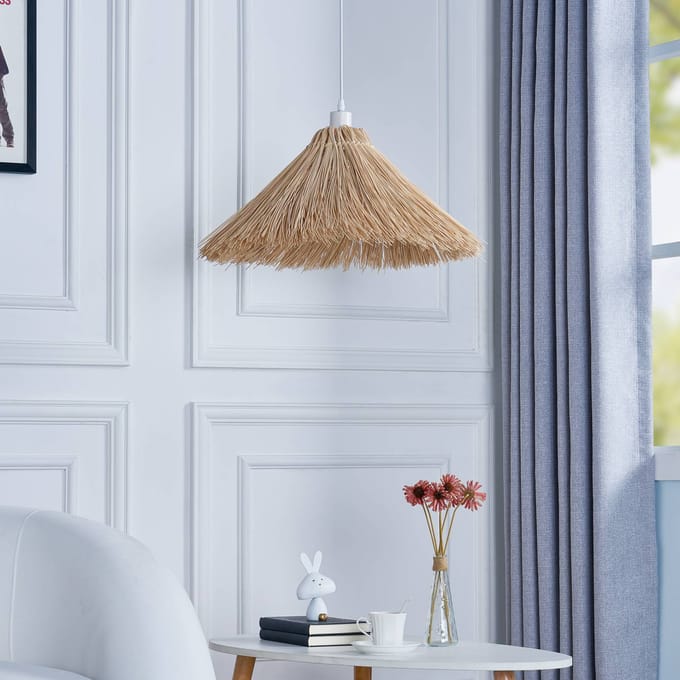 Lindby - hanglamp - 1licht - Watergras - H: 30 cm - E27 - hel hout