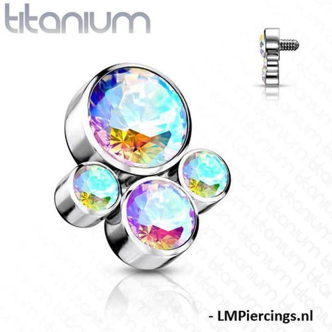 Dermal titanium top pootje afdruk multi kleur 1.6mm - LMPiercings