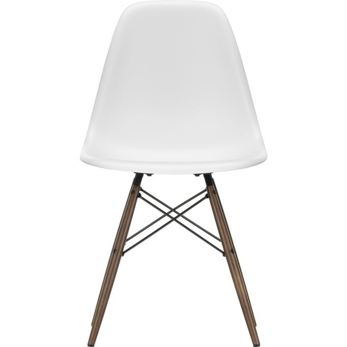 Vitra DSW Eames Plastic Side Chair - katoen wit RE - donkere esdoorn
