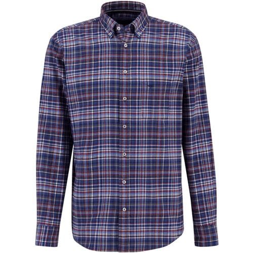 Fynch-Hatton Overhemd Multi Flanel Checks Button Down Scarlet-Blue / male