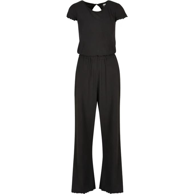 Urban Classics - Rib Wid Leg Jumpsuit - 5XL - Zwart