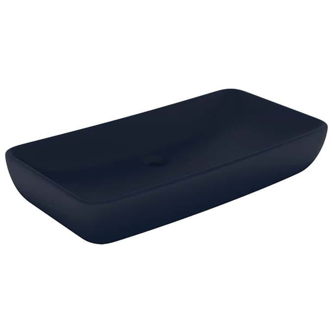 vidaXL Wastafel rechthoekig 71x38 cm keramiek mat donkerblauw