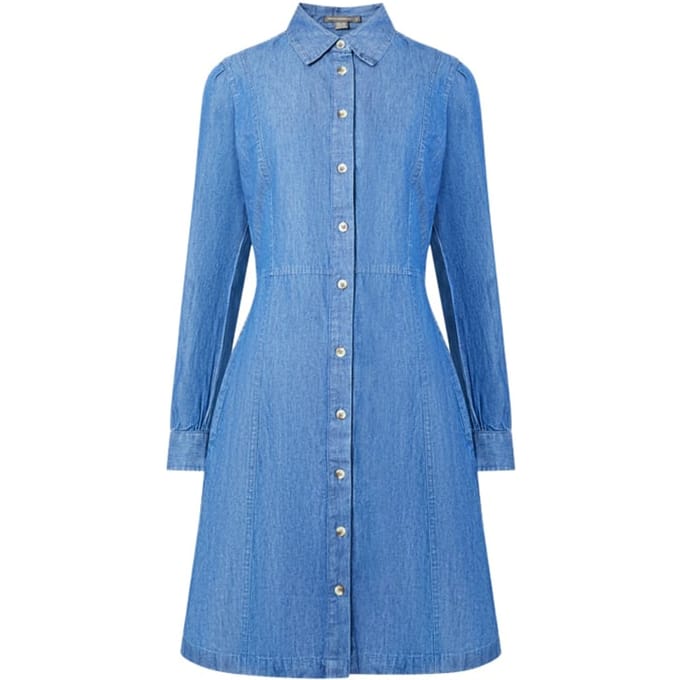 French Connection Chambray Btn-thru Dress Ls K Marine Größe: 6 | Blusenkleider Outlet | Damen
