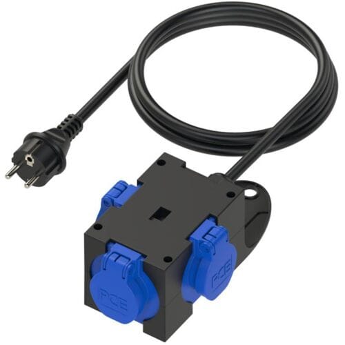 PCE 9430409 3-voudig Stopcontactsplitter Zwart, Blauw