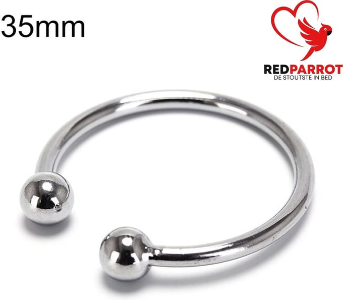 Eikelring RVS - 35MM – Met Kogeluiteinden – Intiem Accessoire – Staal