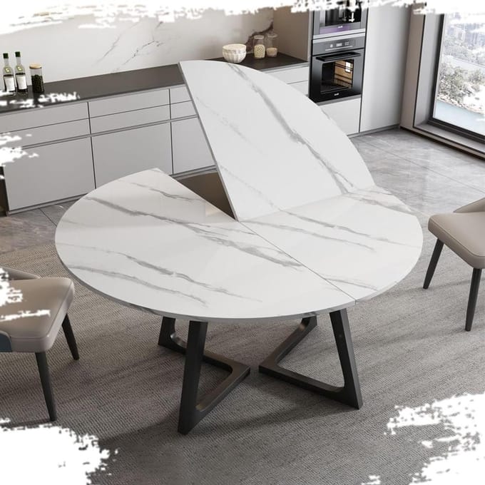 Klaptafel Rond - Eettafel Bureau - Ruimte Besparen - Opvouwbaar Ontwerp - 100-180 cm - Wit