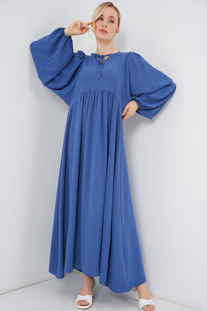 Gestipt Patroon Maxi-jurk met Strik