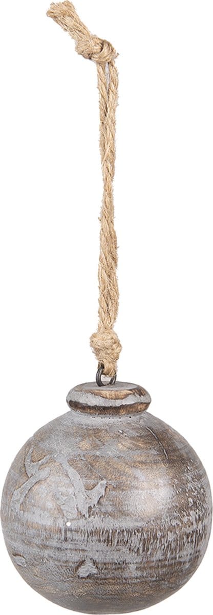 Clayre & Eef Kersthanger Ø 8 cm Grijs Bruin Hout